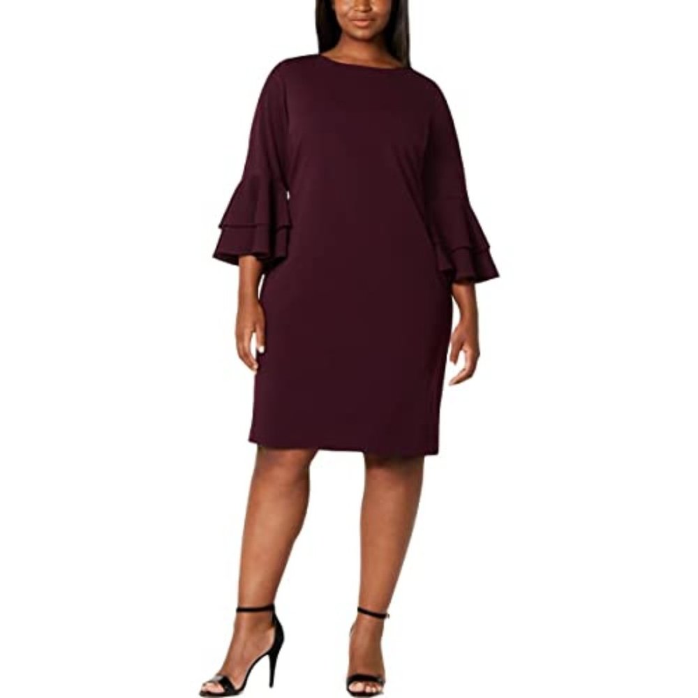 Calvin Klein Women's Plus Size Tiered Bell Sleeve Dress